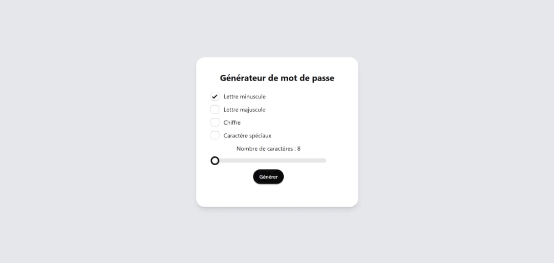 image du projet Générateur de mot de passe